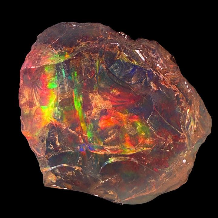 15.94 gr Natural Ethiopian Welo Water Opal – Dominant Neon Green, Fiery Red & Electric Rainbow Fire – Raw Water Opal – One-of-a-Kind Collector Grade