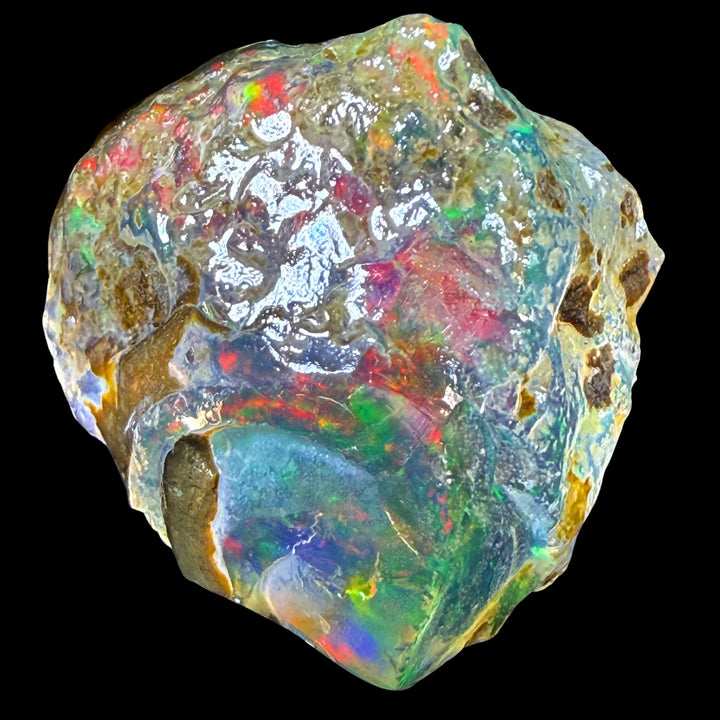 7.31 gr Natural Ethiopian Welo Water Opal – Dominant Fiery Red, Neon Green & Electric Blue Fire – Raw Water Opal – Collector Grade