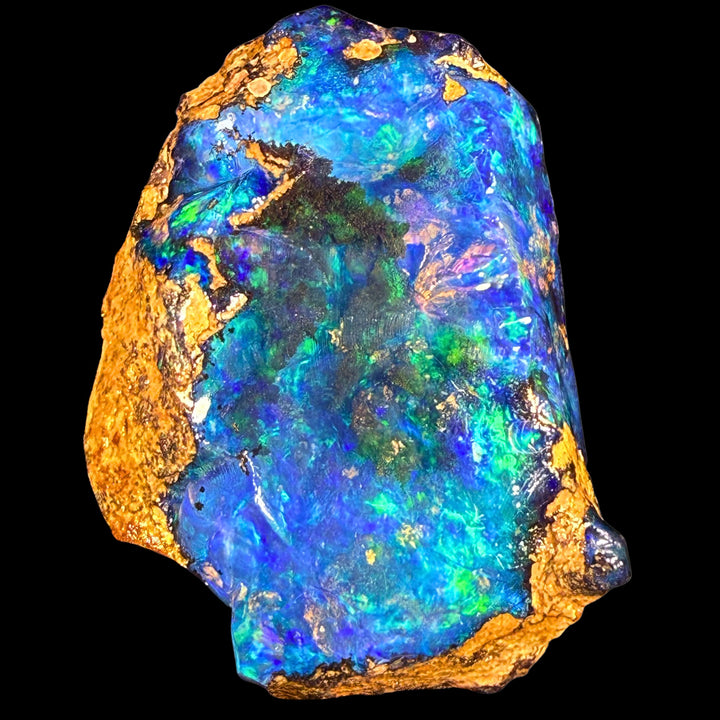 67.3 gr Natural Ethiopian Welo Water Opal – Dominant Electric Blue, Neon Green & Aqua Fire – Raw Water Opal – One-of-a-Kind Collector Grade