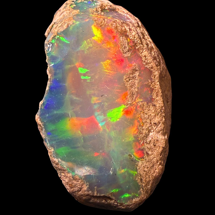 9.97 Gram AAA Quality Natural Ethiopian Welo Rough Opal Featuring Dominant Fiery Red, Neon Green & Electric Blue Play-of-Color | One-of-a-Kind