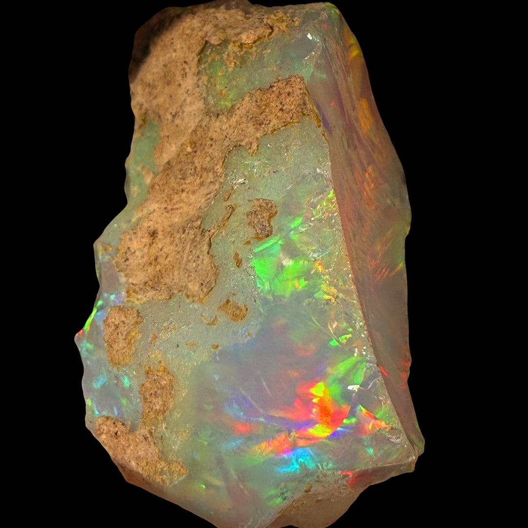7.94 Gram AAA Quality Natural Ethiopian Welo Rough Opal Featuring Dominant Fiery Red, Neon Green & Golden Yellow Play-of-Color | One-of-a-Kind