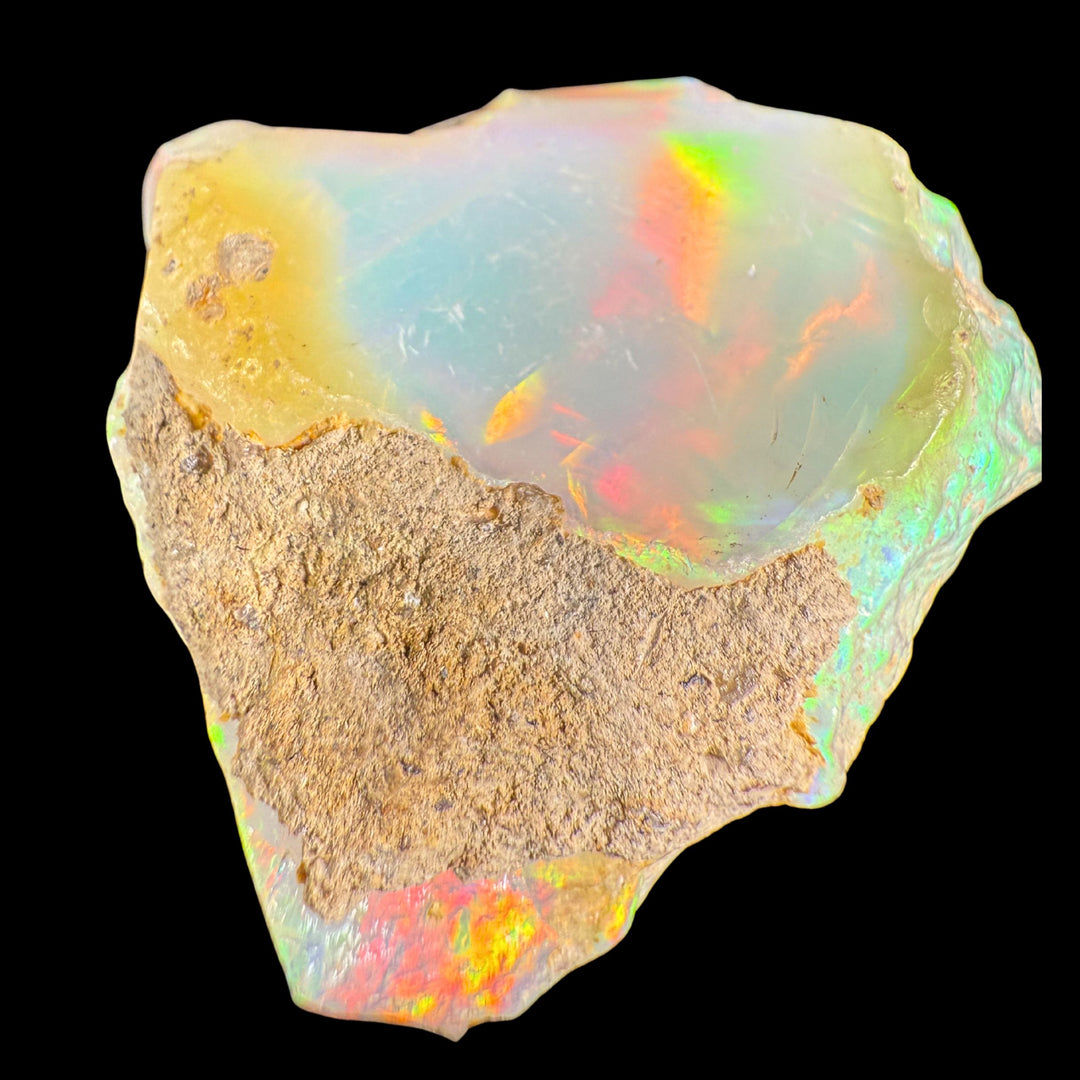 11.96 Gram AAA Quality Natural Ethiopian Welo Rough Opal Featuring Dominant Fiery Red, Neon Green & Electric Yellow Play-of-Color | One-of-a-Kind