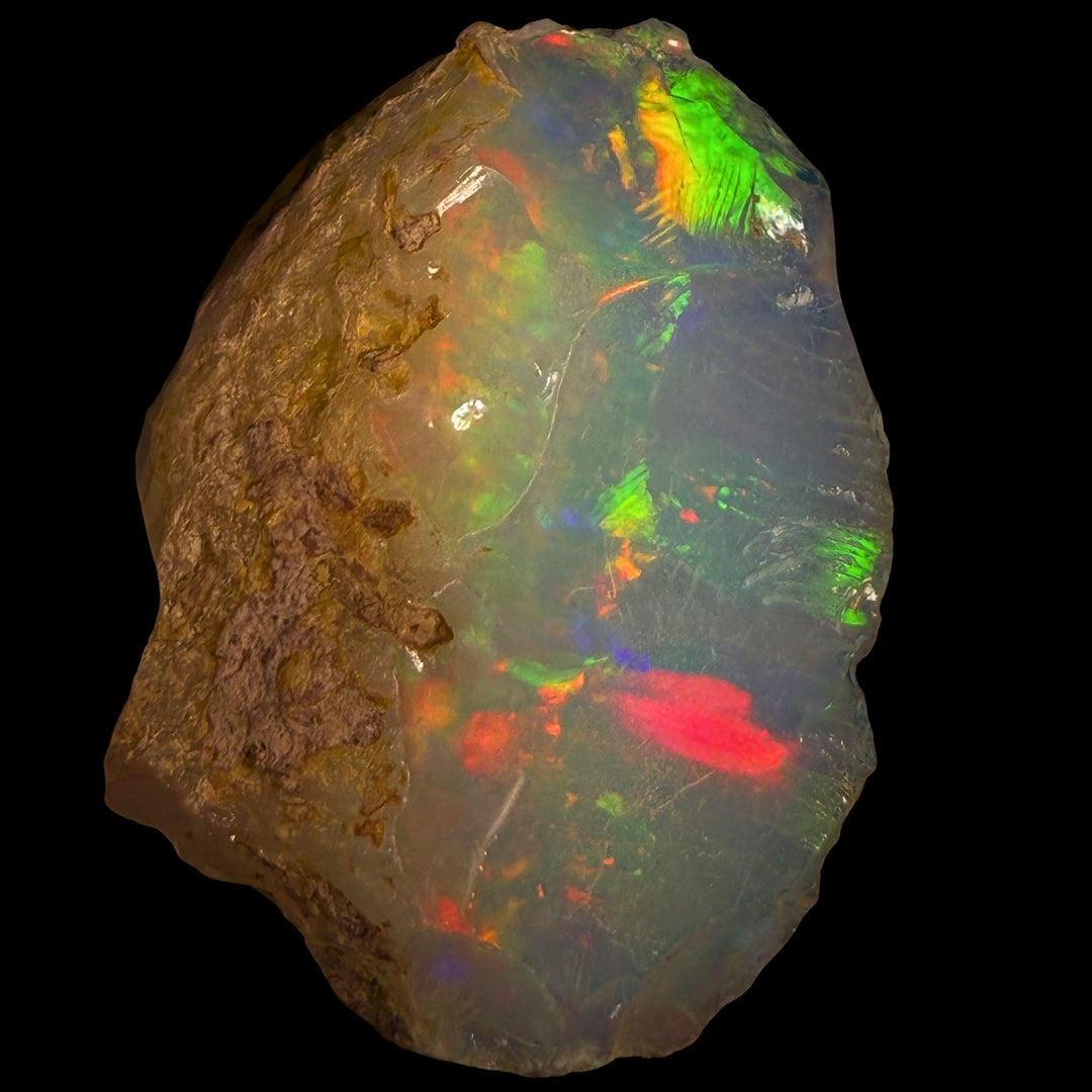 16.68 Gram AAA Quality Natural Ethiopian Welo Rough Opal Featuring Dominant Fiery Red, Neon Green & Bright Orange Play-of-Color | One-of-a-Kind