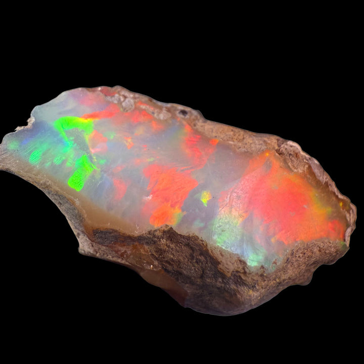 19.41 Gram AAA Quality Natural Ethiopian Welo Rough Opal Featuring Dominant Fiery Red, Neon Green & Bright Orange Play-of-Color | One-of-a-Kind