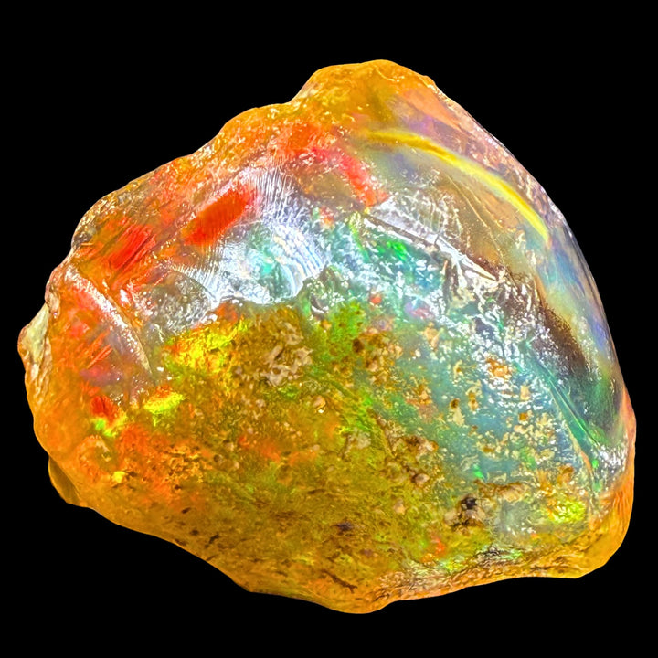 16.64 gr Natural Ethiopian Welo Water Opal – Dominant Electric Blue, Neon Green & Golden Honey Fire – Raw Water Opal – One-of-a-Kind Collector Grade