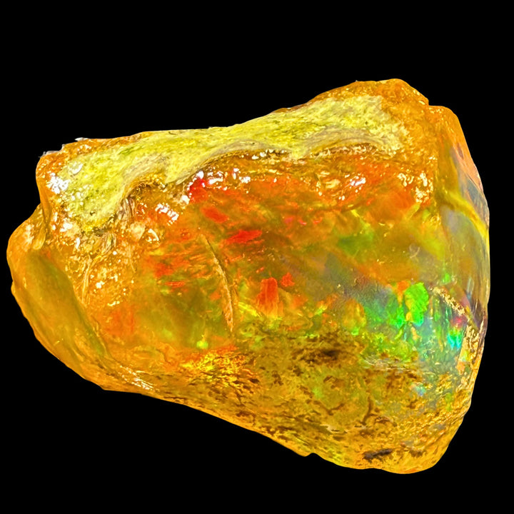 16.64 gr Natural Ethiopian Welo Water Opal – Dominant Electric Blue, Neon Green & Golden Honey Fire – Raw Water Opal – One-of-a-Kind Collector Grade