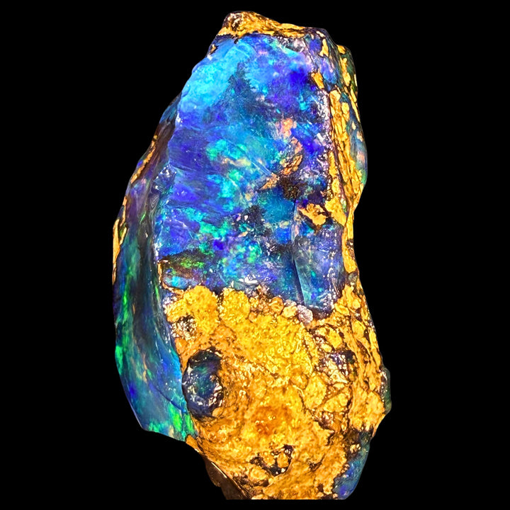 67.3 gr Natural Ethiopian Welo Water Opal – Dominant Electric Blue, Neon Green & Aqua Fire – Raw Water Opal – One-of-a-Kind Collector Grade