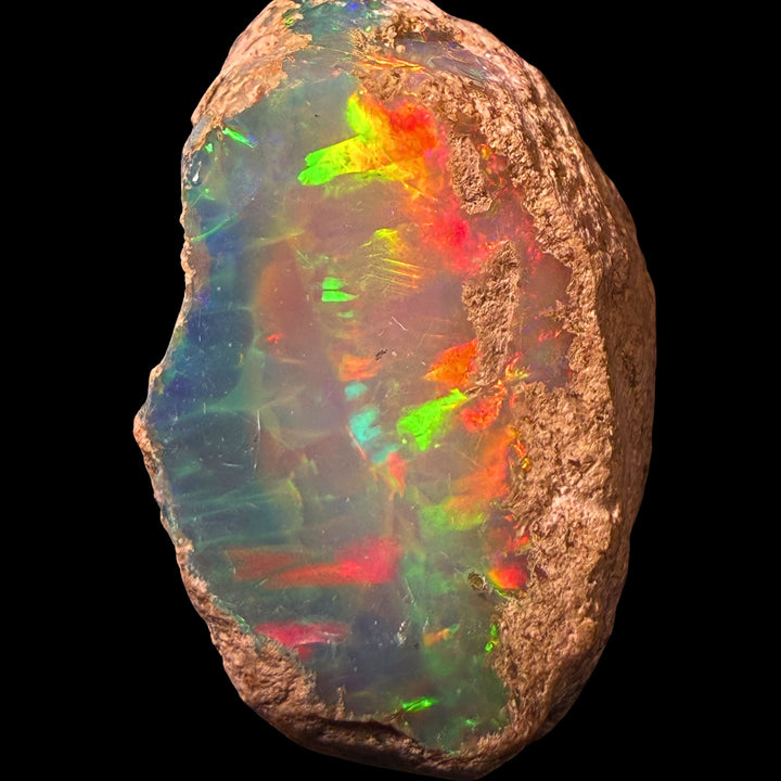 9.97 Gram AAA Quality Natural Ethiopian Welo Rough Opal Featuring Dominant Fiery Red, Neon Green & Electric Blue Play-of-Color | One-of-a-Kind