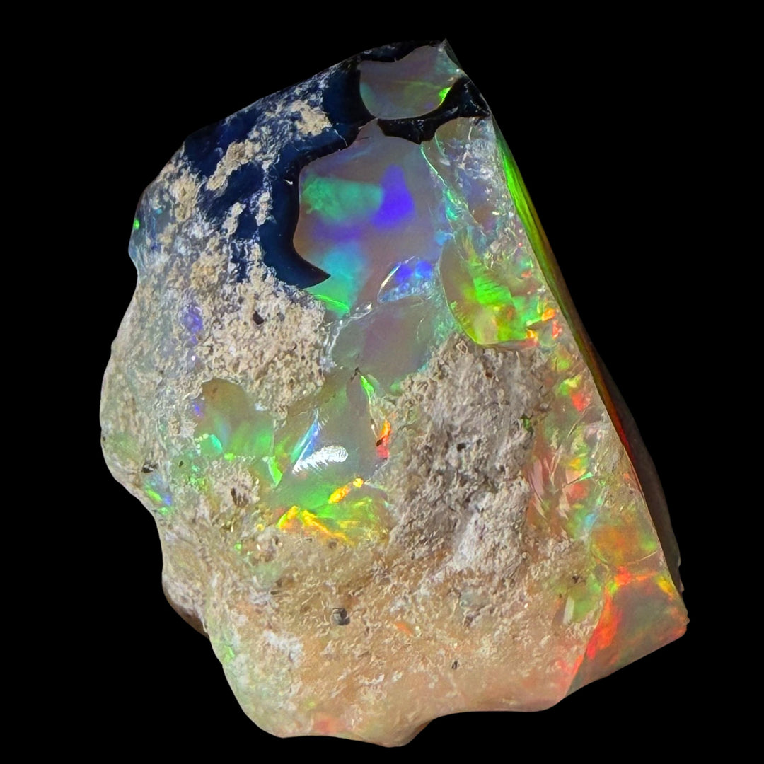 7.67 Gram AAA Quality Natural Ethiopian Welo Rough Opal Featuring Dominant Fiery Red, Neon Green & Bright Orange Play-of-Color | One-of-a-Kind
