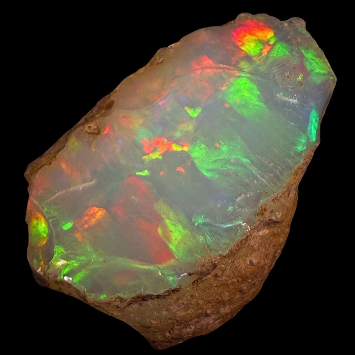16.68 Gram AAA Quality Natural Ethiopian Welo Rough Opal Featuring Dominant Fiery Red, Neon Green & Bright Orange Play-of-Color | One-of-a-Kind