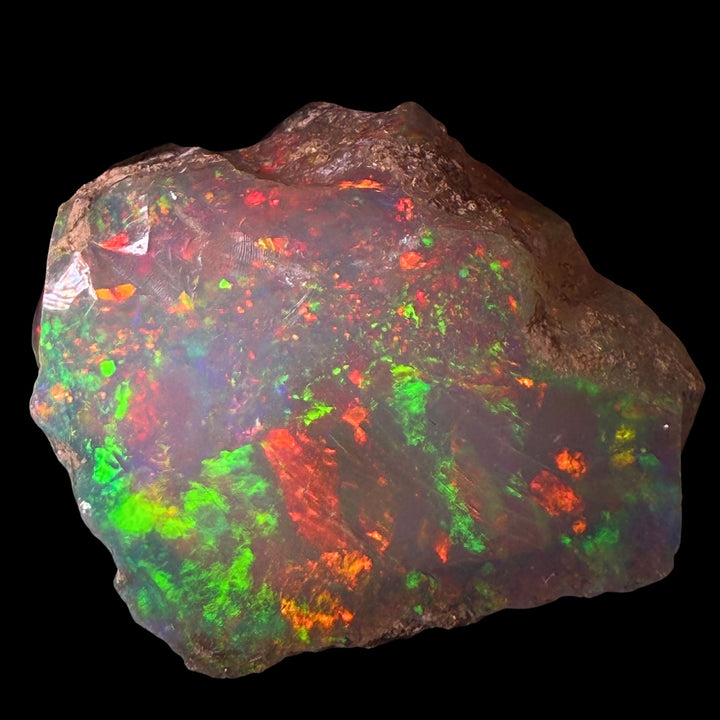 13.16 Gram AAA Quality Natural Ethiopian Welo Rough Opal Featuring Dominant Fiery Red, Neon Green & Bright Orange Play-of-Color | One-of-a-Kind