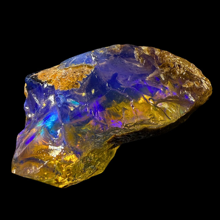 8.37 gr Natural Ethiopian Welo Water Opal – Dominant Electric Blue, Violet & Golden Honey Fire – Raw Water Opal – One-of-a-Kind Collector Grade
