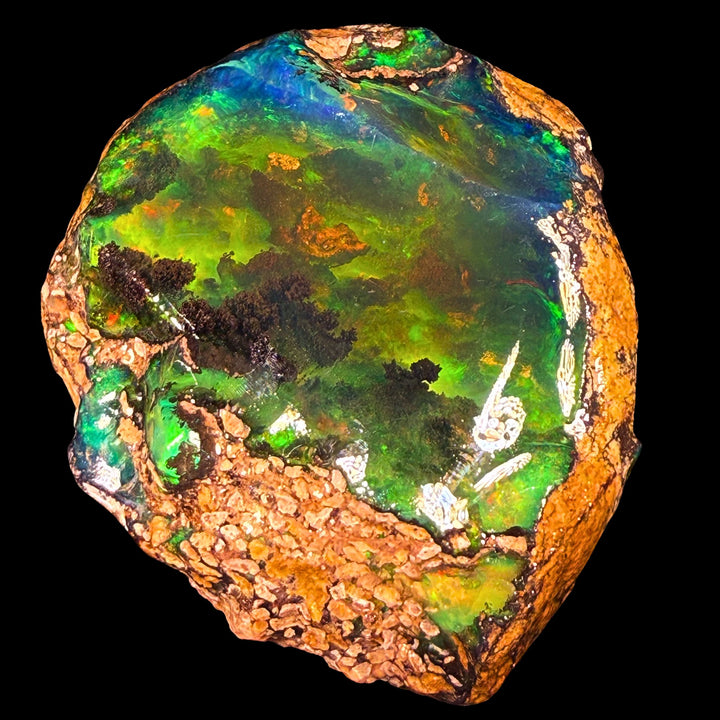 131.7 gr Natural Ethiopian Welo Water Opal – Dominant Neon Green & Electric Blue Fire – Raw Water Opal Specimen – Collector Grade