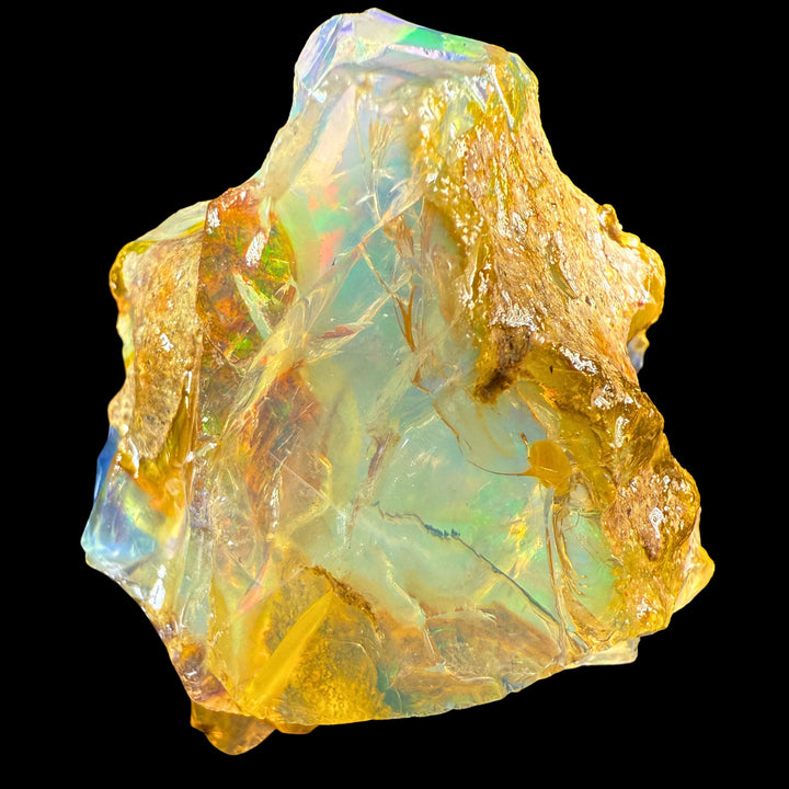 71.1 gr Natural Ethiopian Welo Water Opal – Dominant Neon Green, Golden Honey & Rainbow Fire – Raw Water Opal – Collector Grade