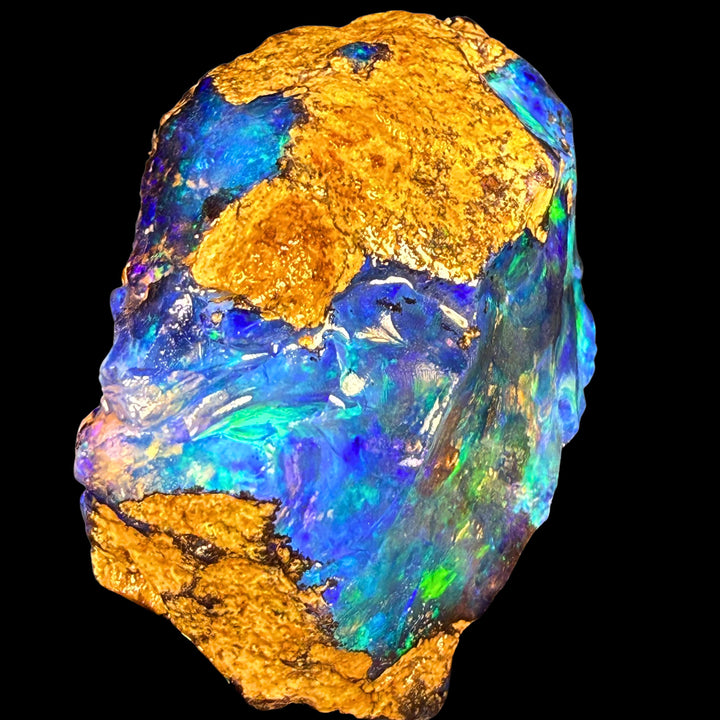 67.3 gr Natural Ethiopian Welo Water Opal – Dominant Electric Blue, Neon Green & Aqua Fire – Raw Water Opal – One-of-a-Kind Collector Grade