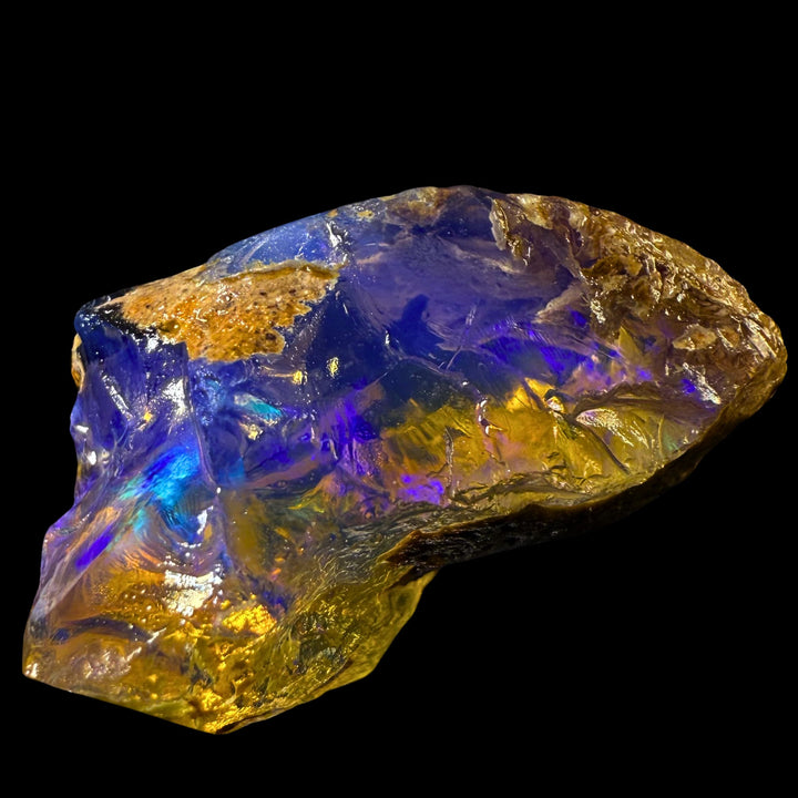 44.8 gr Natural Ethiopian Welo Water Opal – Dominant Electric Blue, Golden Honey & Neon Green Fire – Raw Water Opal – One-of-a-Kind Collector Grade