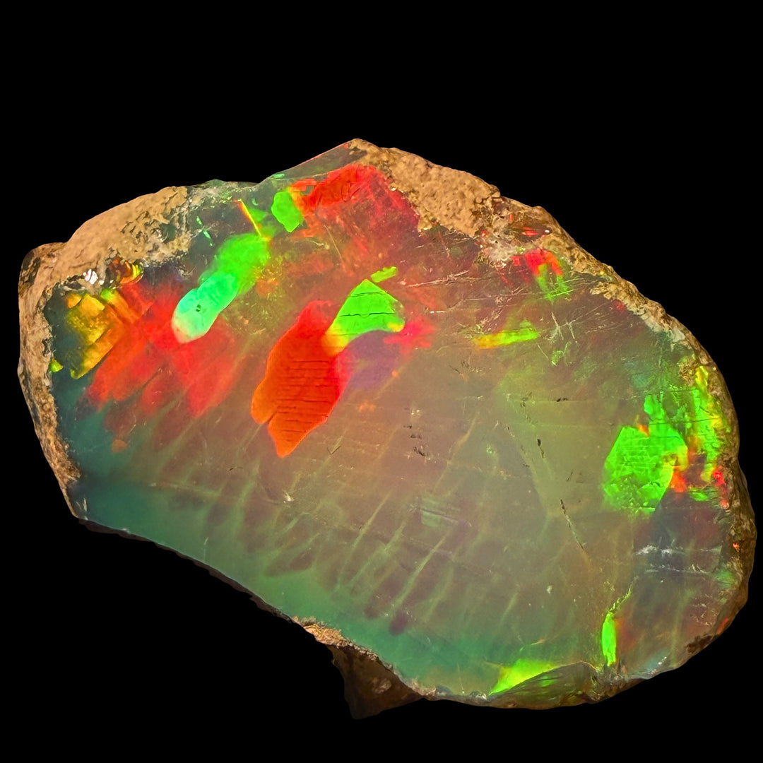 9.97 Gram AAA Quality Natural Ethiopian Welo Rough Opal Featuring Dominant Fiery Red, Neon Green & Electric Blue Play-of-Color | One-of-a-Kind