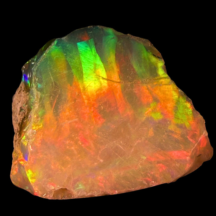 7.67 Gram AAA Quality Natural Ethiopian Welo Rough Opal Featuring Dominant Fiery Red, Neon Green & Bright Orange Play-of-Color | One-of-a-Kind