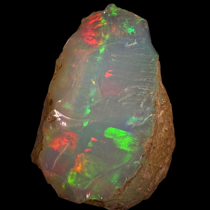 16.68 Gram AAA Quality Natural Ethiopian Welo Rough Opal Featuring Dominant Fiery Red, Neon Green & Bright Orange Play-of-Color | One-of-a-Kind