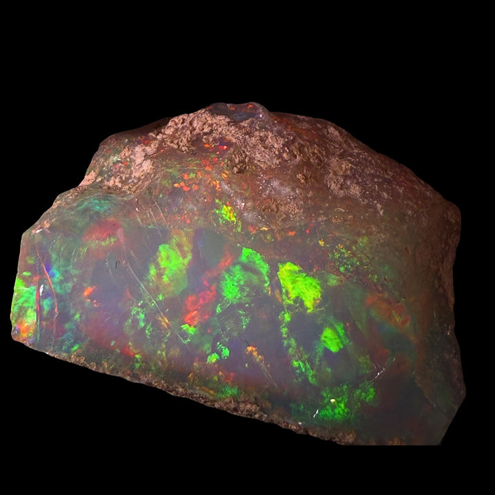 13.16 Gram AAA Quality Natural Ethiopian Welo Rough Opal Featuring Dominant Fiery Red, Neon Green & Bright Orange Play-of-Color | One-of-a-Kind