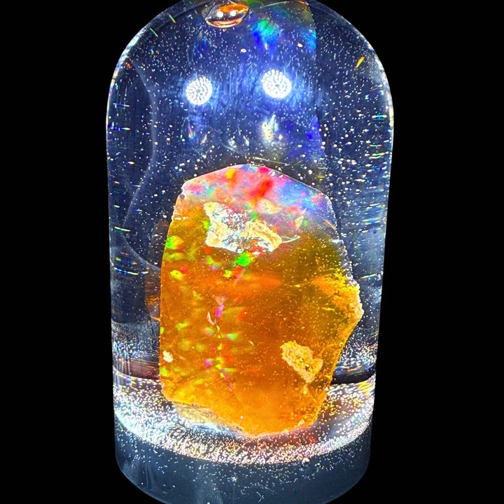 32.90 Gram Natural Ethiopian Welo Crystal Water Opal Specimen – Dominant Neon Green, Fiery Red & Electric Blue Fire – Large Freeform Crystal Opal Display Piece – Collector Grade