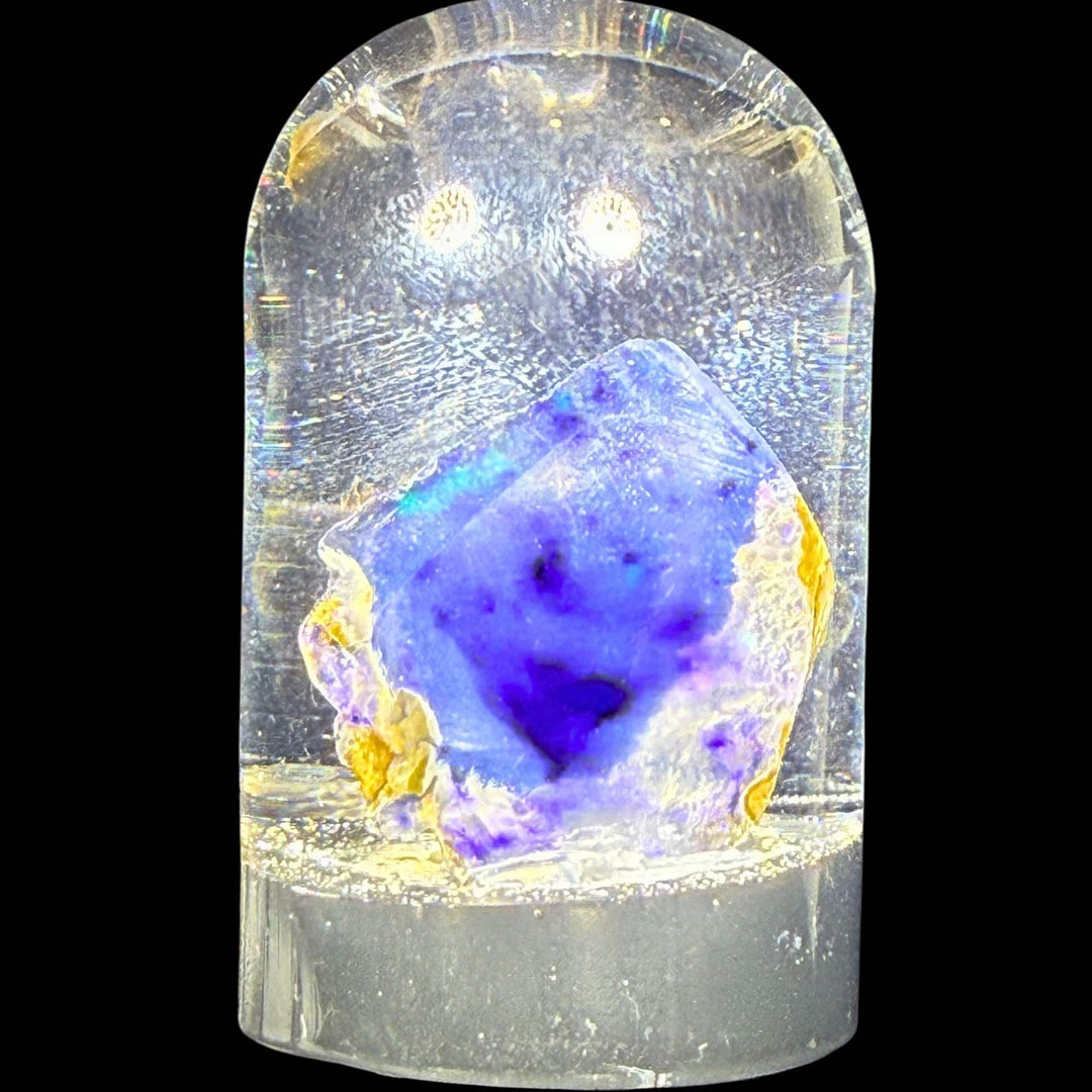 5.38 Gram Natural Ethiopian Welo Crystal Water Opal Specimen – Dominant Violet Blue Glow & Soft Neon Fire – Freeform Lavender Crystal Opal – Collector Display Grade