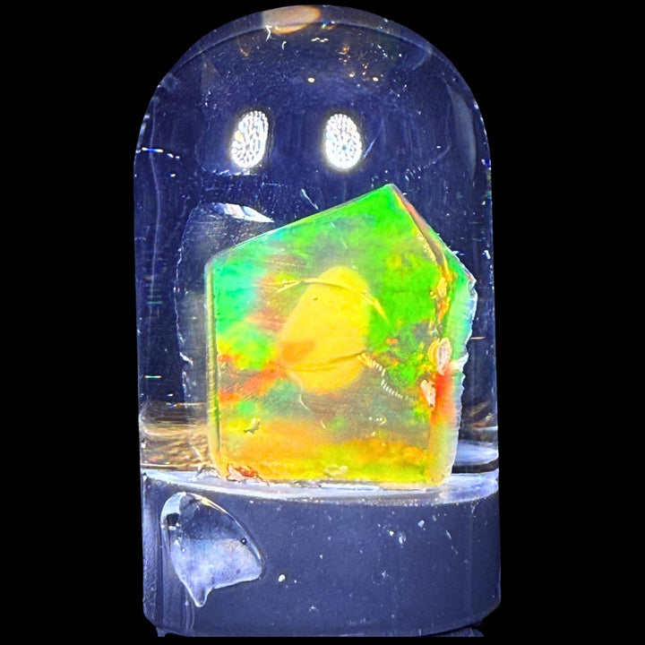 5.21 Gram Natural Ethiopian Welo Crystal Water Opal Specimen – Dominant Neon Green, Golden Yellow & Lime Fire – Freeform Floating Crystal Opal – Collector Display Grade