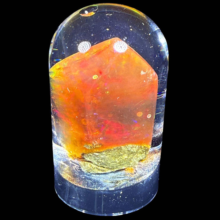 13.72 Gram Natural Ethiopian Welo Crystal Water Opal Specimen – Dominant Fiery Orange, Neon Green & Sunset Red Fire – Freeform Honey Crystal Opal – Collector Display Grade