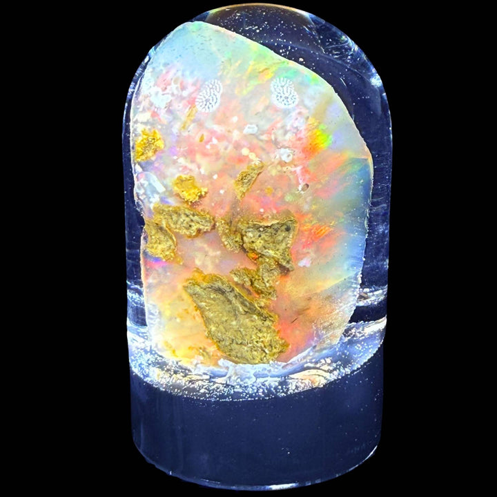 12.40 Gram Natural Ethiopian Welo Crystal Water Opal Specimen – Dominant Neon Green, Peach Orange & Electric Blue Fire – Freeform Rainbow Crystal Opal – Collector Display Grade