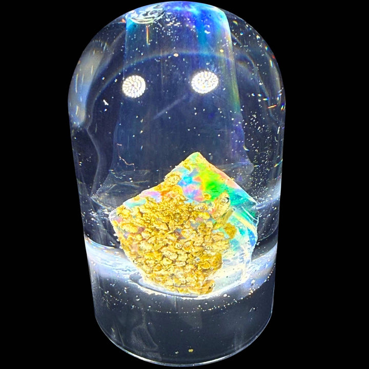 3.57 Gram Natural Ethiopian Welo Crystal Water Opal Specimen – Dominant Neon Green, Electric Blue & Fiery Orange Fire – Freeform Rainbow Crystal Opal – Collector Display Grade