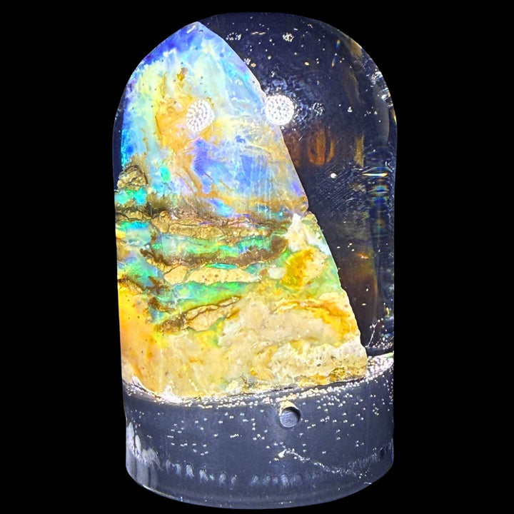 9.93 Gram Natural Ethiopian Welo Crystal Water Opal Specimen – Dominant Electric Green, Ocean Blue & Golden Fire – Freeform Floating Crystal Opal – Collector Display Grade