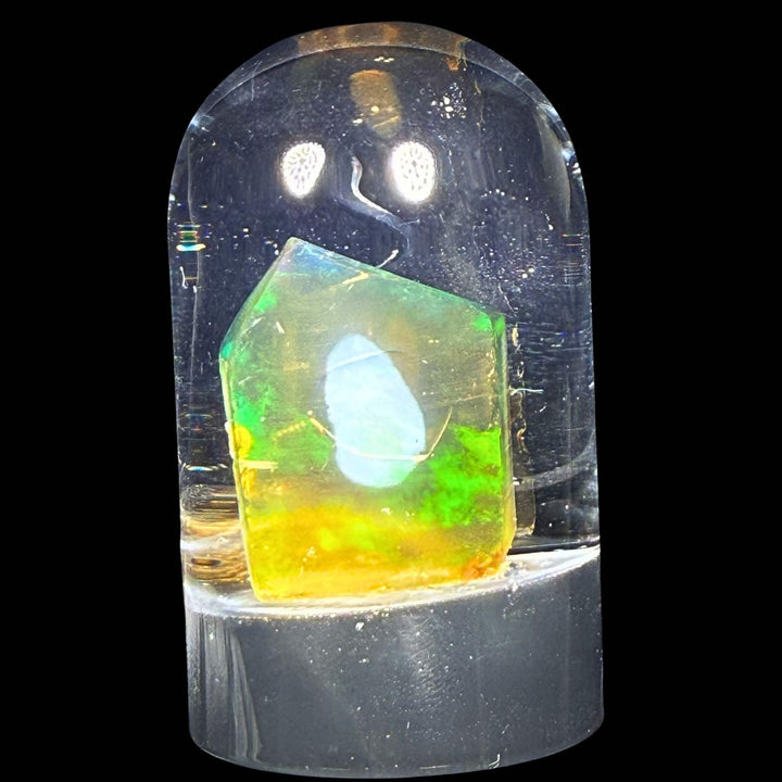 5.21 Gram Natural Ethiopian Welo Crystal Water Opal Specimen – Dominant Neon Green, Golden Yellow & Lime Fire – Freeform Floating Crystal Opal – Collector Display Grade