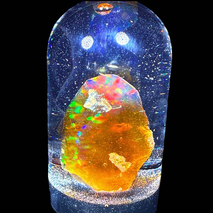 32.90 Gram Natural Ethiopian Welo Crystal Water Opal Specimen – Dominant Neon Green, Fiery Red & Electric Blue Fire – Large Freeform Crystal Opal Display Piece – Collector Grade