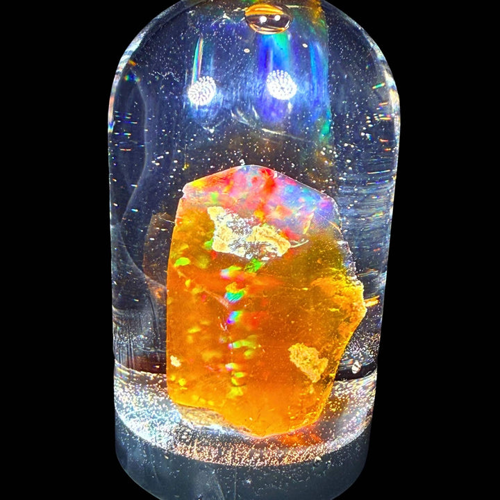 32.90 Gram Natural Ethiopian Welo Crystal Water Opal Specimen – Dominant Neon Green, Fiery Red & Electric Blue Fire – Large Freeform Crystal Opal Display Piece – Collector Grade
