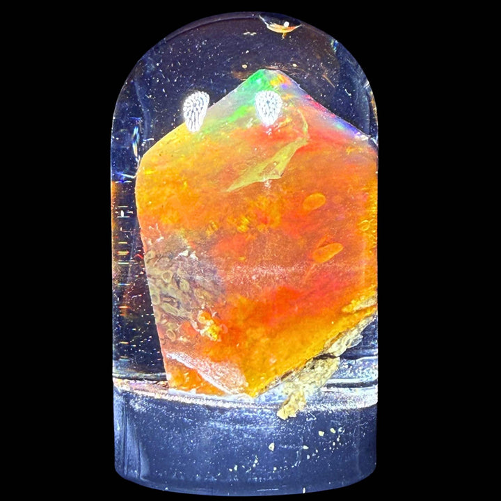 13.72 Gram Natural Ethiopian Welo Crystal Water Opal Specimen – Dominant Fiery Orange, Neon Green & Sunset Red Fire – Freeform Honey Crystal Opal – Collector Display Grade