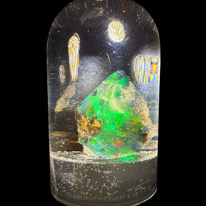 3.71 Gram Natural Ethiopian Welo Crystal Water Opal Specimen – Dominant Electric Blue-Green Fire, Neon Flash & Rainbow Crystal Glow – Freeform Floating Crystal Opal – Collector Display Grade