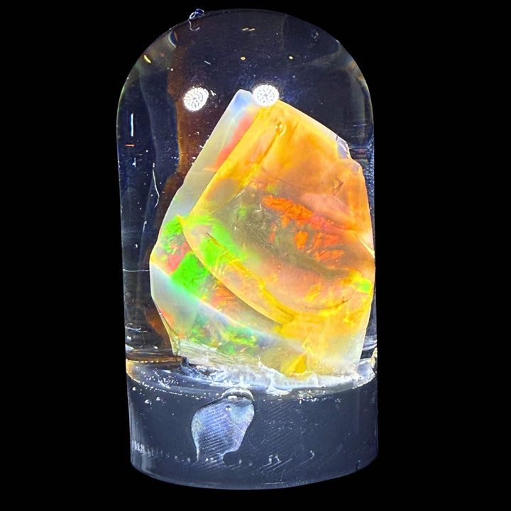 11.36 Gram Natural Ethiopian Welo Crystal Water Opal Specimen – Dominant Fiery Red, Neon Green & Golden Fire – Freeform Floating Crystal Opal – Collector Display Grade