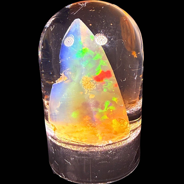 9.73 Gram Natural Ethiopian Welo Crystal Water Opal Specimen – Vivid Electric Blue, Neon Green & Golden Rainbow Fire – Freeform Floating Crystal Opal – Collector Display Grade