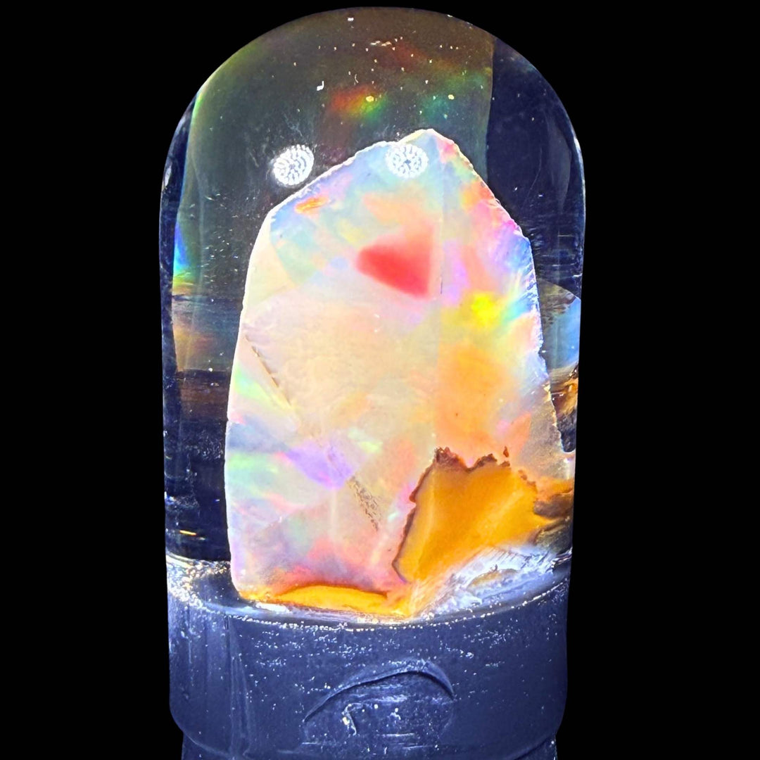 9.73 Gram Natural Ethiopian Welo Crystal Water Opal Specimen – Intense Rainbow Fire & Pastel Aurora Flash – Freeform Display Crystal – Collector Grade