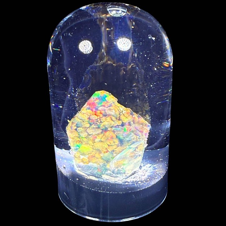 3.57 Gram Natural Ethiopian Welo Crystal Water Opal Specimen – Dominant Neon Green, Electric Blue & Fiery Orange Fire – Freeform Rainbow Crystal Opal – Collector Display Grade