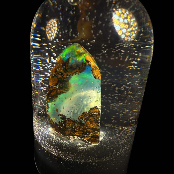 4.55 Gram Natural Ethiopian Welo Crystal Water Opal Specimen – Neon Green Aurora Fire, Electric Blue Veins & Earthy Matrix Contrast – Freeform Collector Crystal