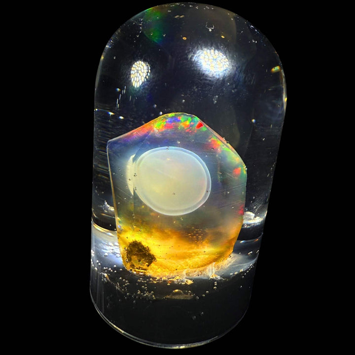 6.68 Gram Natural Ethiopian Welo Crystal Water Opal Specimen – Dominant Fiery Red Broadflash, Neon Green Fire & Golden Crystal Glow – Floating Freeform Display Opal – Collector Grade