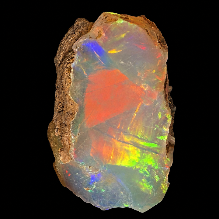 11.96 Gram AAA Quality Natural Ethiopian Welo Rough Opal Featuring Dominant Fiery Red, Neon Green & Electric Yellow Play-of-Color | One-of-a-Kind