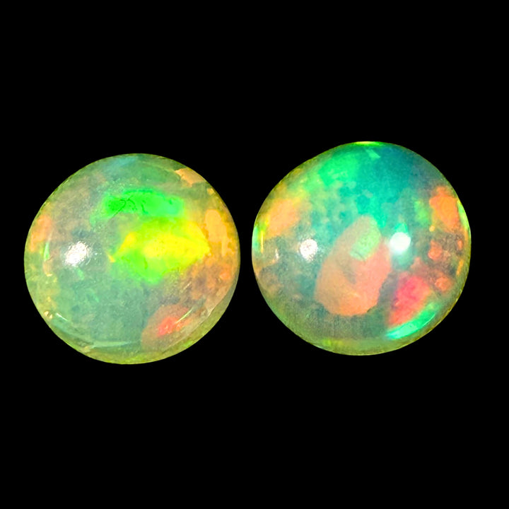 3.01 Ct AAA Natural Ethiopian Welo Opal Pair Cabochons – Neon Green &amp; Sunset Fire