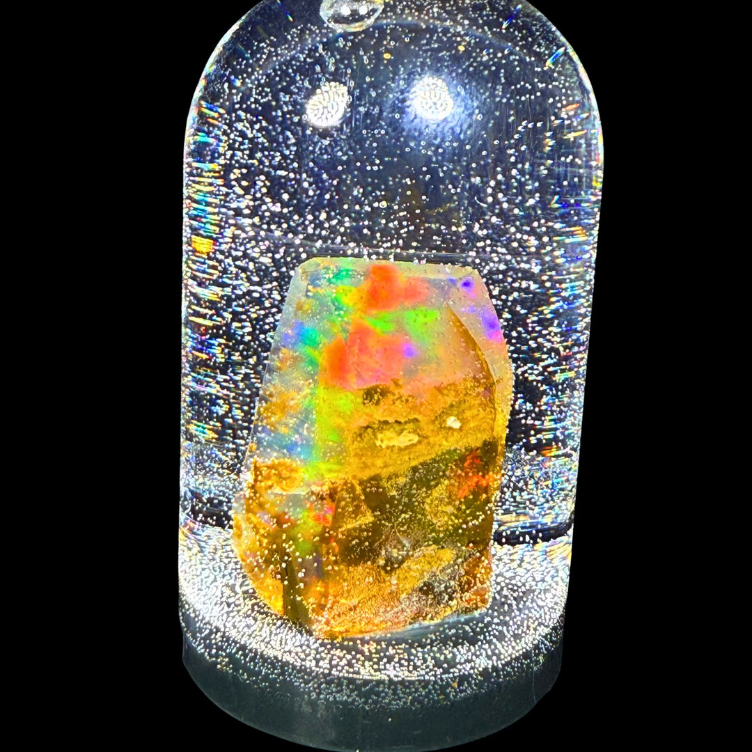 22.49 Gram Natural Ethiopian Welo Crystal Water Opal Specimen – Dominant Neon Green, Aqua Blue & Golden Honey Fire – Large Freeform Crystal Opal – Collector Display Grade