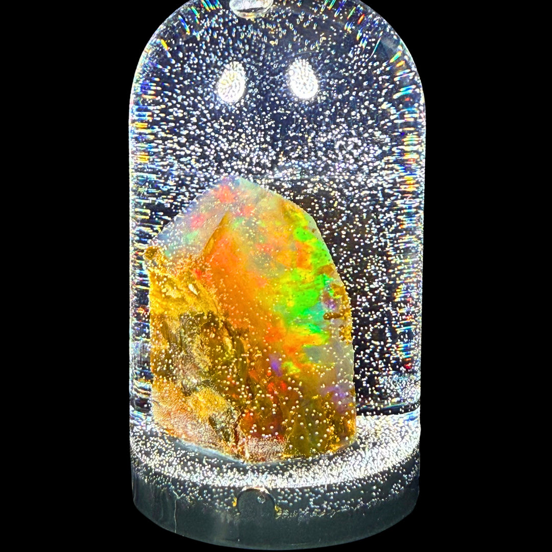 22.49 Gram Natural Ethiopian Welo Crystal Water Opal Specimen – Dominant Neon Green, Aqua Blue & Golden Honey Fire – Large Freeform Crystal Opal – Collector Display Grade