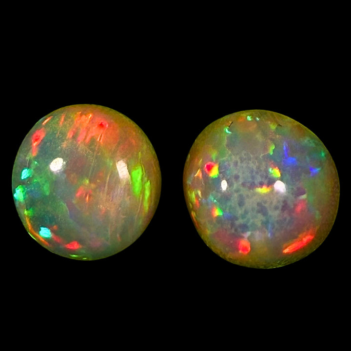 3.01 Ct AAA Natural Ethiopian Welo Opal Pair – Neon Green Crystal Fire