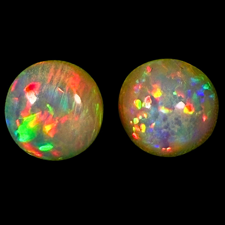 3.01 Ct AAA Natural Ethiopian Welo Opal Pair – Neon Green Crystal Fire