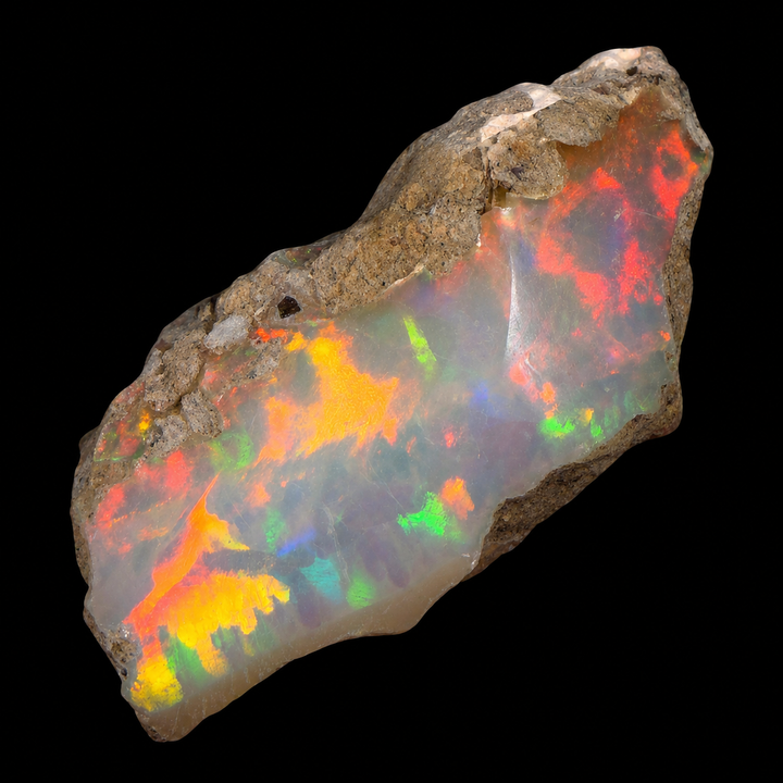 19.41 Gram AAA Quality Natural Ethiopian Welo Rough Opal Featuring Dominant Fiery Red, Neon Green & Bright Orange Play-of-Color | One-of-a-Kind