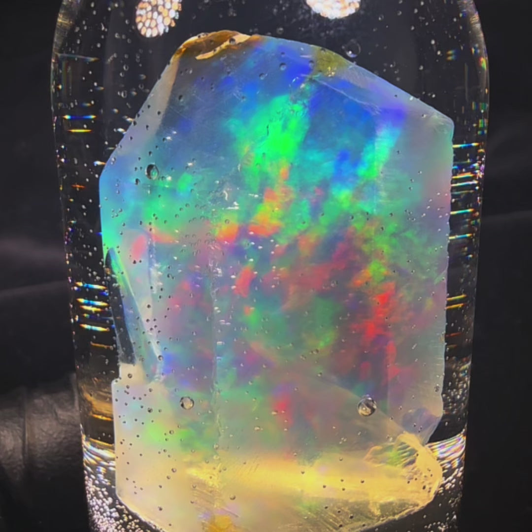 32.90 Gram Natural Ethiopian Welo Opal Specimen Jar – Crystal Multicolor Neon Fire OSB(WO)-0012